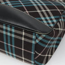 BURBERRY Nova Check Blue Label Shoulder Bag Canvas Blue Silver Auth BD488-15