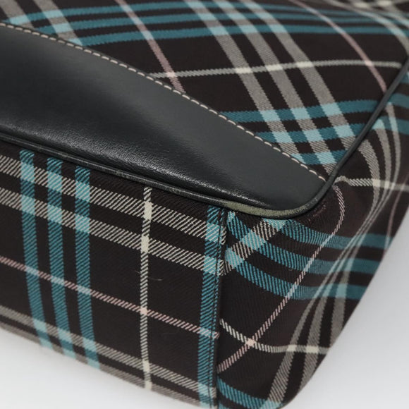 BURBERRY Nova Check Blue Label Shoulder Bag Canvas Blue Silver Auth BD488