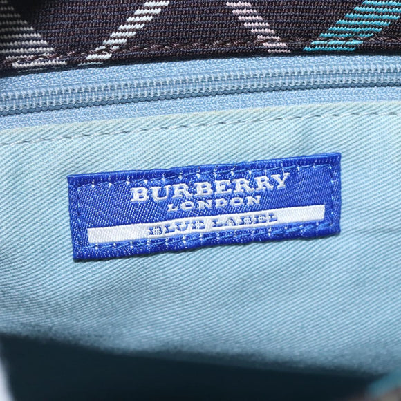 BURBERRY Nova Check Blue Label Shoulder Bag Canvas Blue Silver Auth BD488