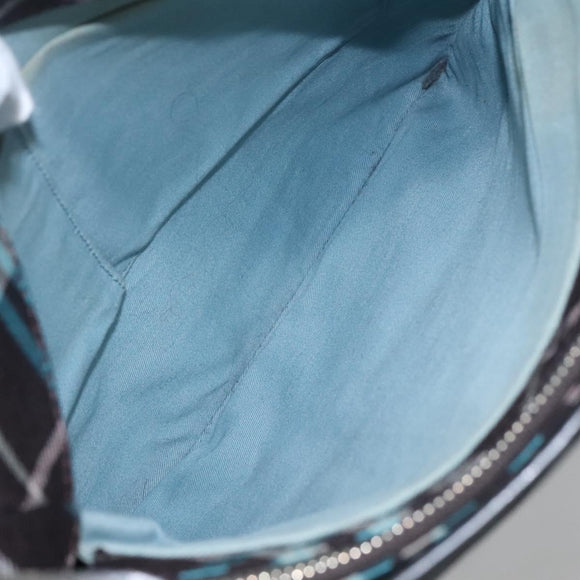 BURBERRY Nova Check Blue Label Shoulder Bag Canvas Blue Silver Auth BD488