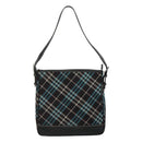 BURBERRY Nova Check Blue Label Shoulder Bag Canvas Blue Silver Auth BD488-13