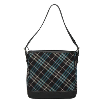 BURBERRY Nova Check Blue Label Shoulder Bag Canvas Blue Silver Auth BD488 - 0