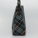 BURBERRY Nova Check Blue Label Shoulder Bag Canvas Blue Silver Auth BD488-3