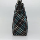 BURBERRY Nova Check Blue Label Shoulder Bag Canvas Blue Silver Auth BD488-4