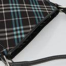 BURBERRY Nova Check Blue Label Shoulder Bag Canvas Blue Silver Auth BD488-6