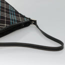 BURBERRY Nova Check Blue Label Shoulder Bag Canvas Blue Silver Auth BD488-7
