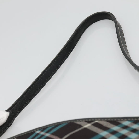BURBERRY Nova Check Blue Label Shoulder Bag Canvas Blue Silver Auth BD488