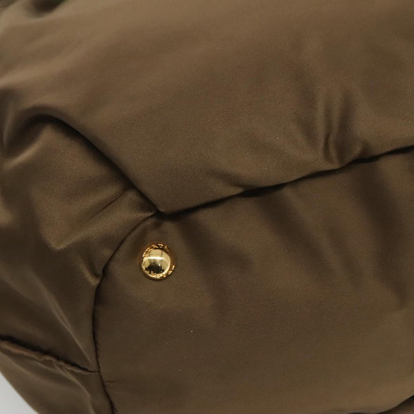 PRADA Tote Bag Nylon Khaki Gold Auth BD489