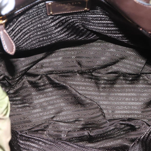 PRADA Tote Bag Nylon Khaki Gold Auth BD489