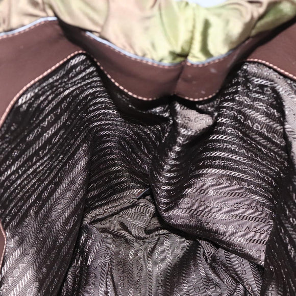 PRADA Tote Bag Nylon Khaki Gold Auth BD489