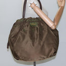 PRADA Tote Bag Nylon Khaki Gold Auth BD489-21