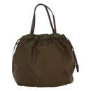 PRADA Tote Bag Nylon Khaki Gold Auth BD489-2