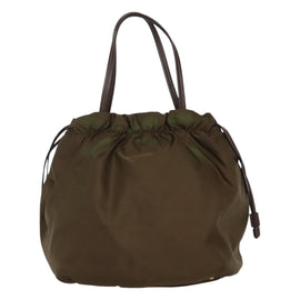 PRADA Tote Bag Nylon Khaki Gold Auth BD489 - 0