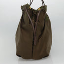 PRADA Tote Bag Nylon Khaki Gold Auth BD489-4