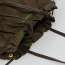 PRADA Tote Bag Nylon Khaki Gold Auth BD489-6