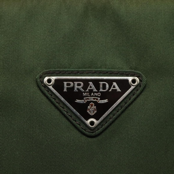 PRADA Hand Bag Nylon Khaki Auth BD490