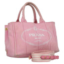 PRADA Canapa PM Hand Bag Denim 2way Pink Gold Auth BD514-1