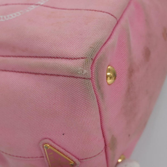 PRADA Canapa PM Hand Bag Denim 2way Pink Gold Auth BD514