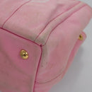 PRADA Canapa PM Hand Bag Denim 2way Pink Gold Auth BD514-14