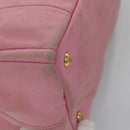 PRADA Canapa PM Hand Bag Denim 2way Pink Gold Auth BD514-15