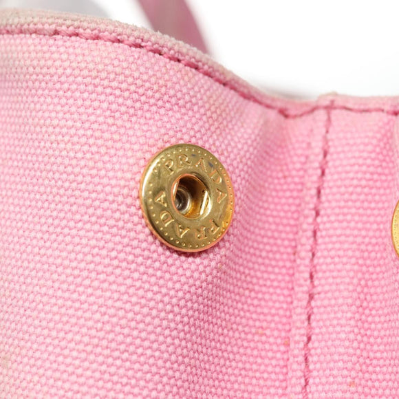 PRADA Canapa PM Hand Bag Denim 2way Pink Gold Auth BD514