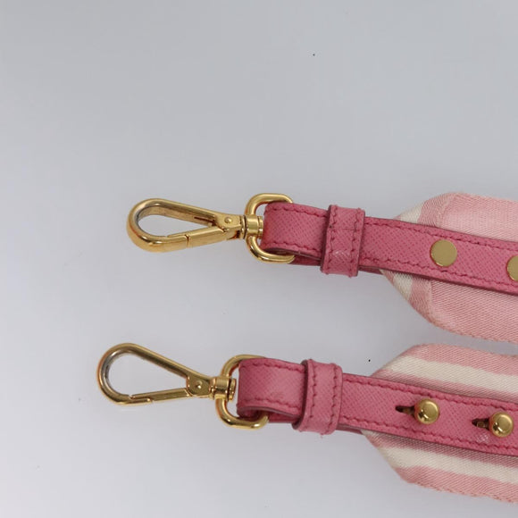 PRADA Canapa PM Hand Bag Denim 2way Pink Gold Auth BD514