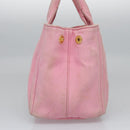 PRADA Canapa PM Hand Bag Denim 2way Pink Gold Auth BD514-3
