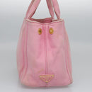 PRADA Canapa PM Hand Bag Denim 2way Pink Gold Auth BD514-4