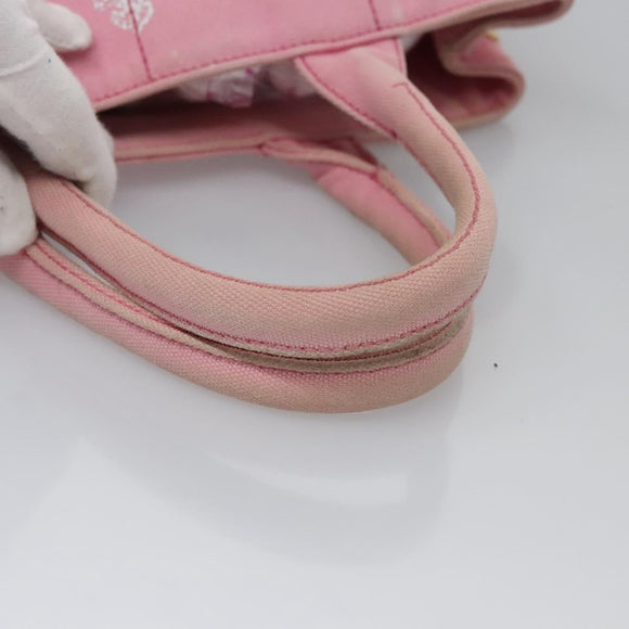 PRADA Canapa PM Hand Bag Denim 2way Pink Gold Auth BD514