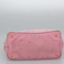 PRADA Canapa PM Hand Bag Denim 2way Pink Gold Auth BD514-5
