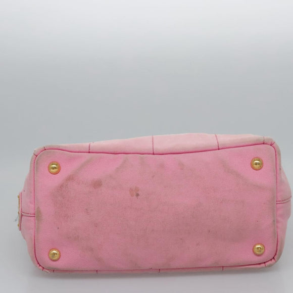PRADA Canapa PM Hand Bag Denim 2way Pink Gold Auth BD514