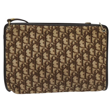 Christian Dior Trotter Canvas Shoulder Bag Brown Gold Auth BD543 - 0