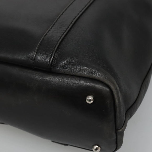 GUCCI Bamboo Hand Bag Leather Black Silver 000 1998 0508 Auth BD548