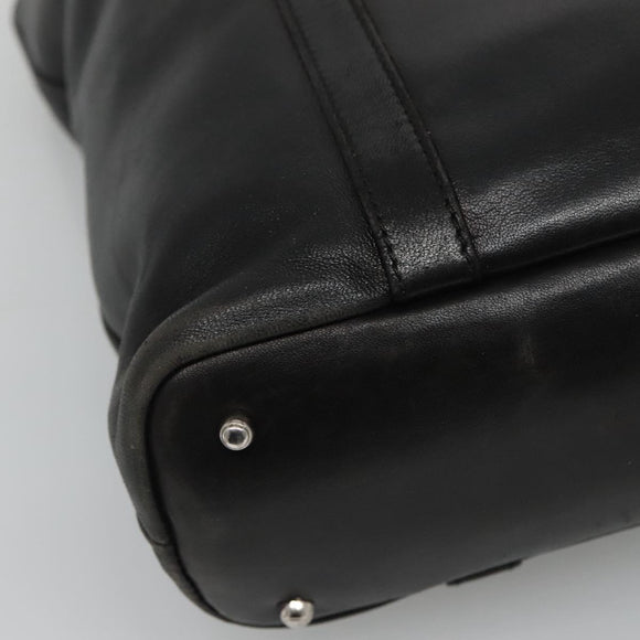 GUCCI Bamboo Hand Bag Leather Black Silver 000 1998 0508 Auth BD548