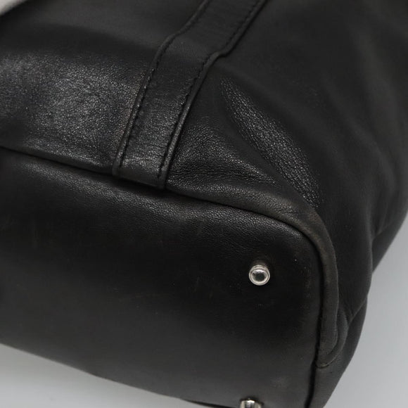 GUCCI Bamboo Hand Bag Leather Black Silver 000 1998 0508 Auth BD548