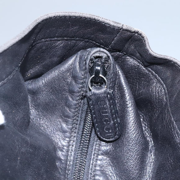 GUCCI Bamboo Hand Bag Leather Black Silver 000 1998 0508 Auth BD548