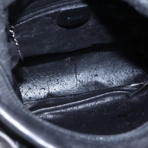 GUCCI Bamboo Hand Bag Leather Black Silver 000 1998 0508 Auth BD548