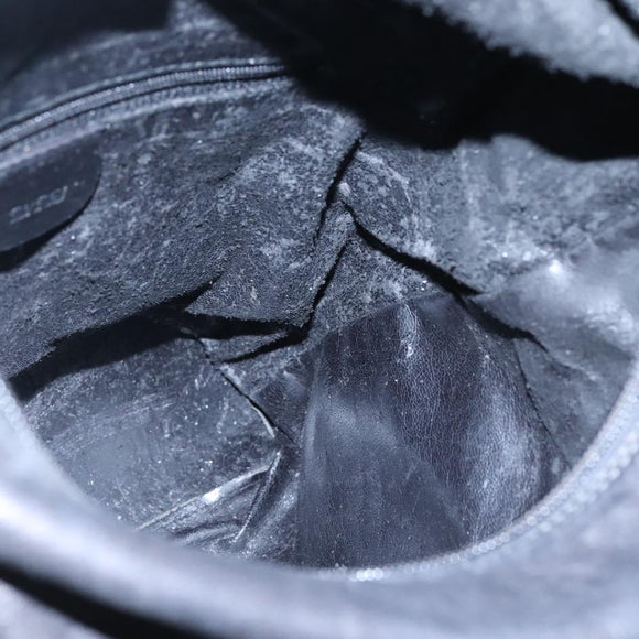 GUCCI Bamboo Hand Bag Leather Black Silver 000 1998 0508 Auth BD548