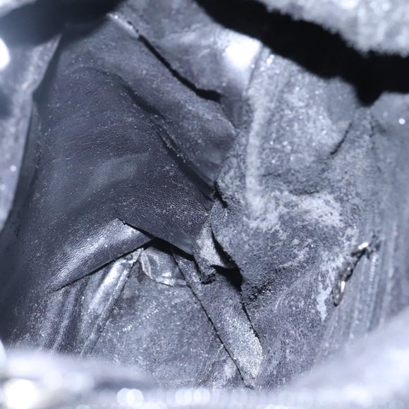 GUCCI Bamboo Hand Bag Leather Black Silver 000 1998 0508 Auth BD548