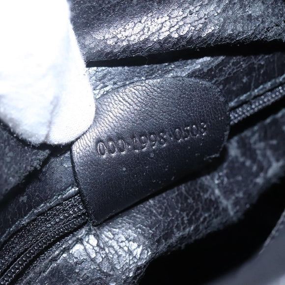 GUCCI Bamboo Hand Bag Leather Black Silver 000 1998 0508 Auth BD548