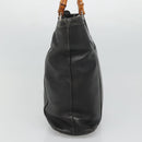 GUCCI Bamboo Hand Bag Leather Black Silver 000 1998 0508 Auth BD548-3