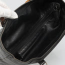 GUCCI Bamboo Hand Bag Leather Black Silver 000 1998 0508 Auth BD548-6