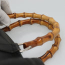 GUCCI Bamboo Hand Bag Leather Black Silver 000 1998 0508 Auth BD548-14