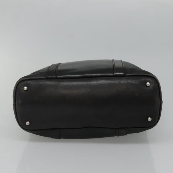 GUCCI Bamboo Hand Bag Leather Black Silver 000 1998 0508 Auth BD548