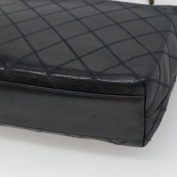 CHANEL Bicolore Deca Coco Chain Shoulder Bag Lamb Skin Navy Gold CC Auth BD569