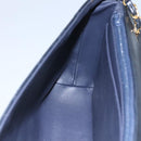 CHANEL Bicolore Deca Coco Chain Shoulder Bag Lamb Skin Navy Gold CC Auth BD569-18