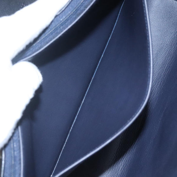 CHANEL Bicolore Deca Coco Chain Shoulder Bag Lamb Skin Navy Gold CC Auth BD569