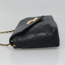 CHANEL Bicolore Deca Coco Chain Shoulder Bag Lamb Skin Navy Gold CC Auth BD569-3