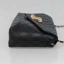 CHANEL Bicolore Deca Coco Chain Shoulder Bag Lamb Skin Navy Gold CC Auth BD569-4