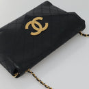 CHANEL Bicolore Deca Coco Chain Shoulder Bag Lamb Skin Navy Gold CC Auth BD569-6